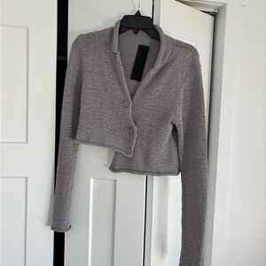 Asymmetrical Gray Cropped Cardigan